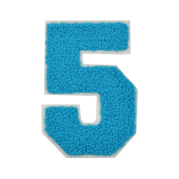 SKY BLUE CHENILLE NUMBER PATCH