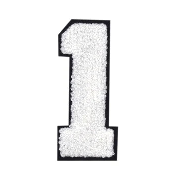 WHITE CHENILLE NUMBER PATCH