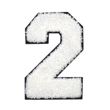 WHITE CHENILLE NUMBER PATCH