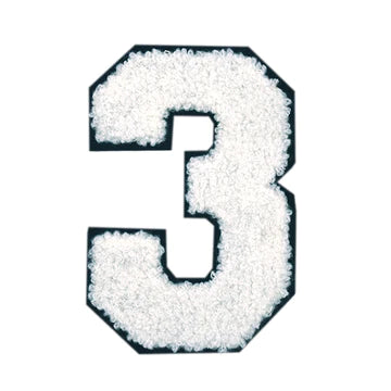WHITE CHENILLE NUMBER PATCH