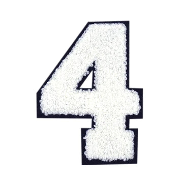 WHITE CHENILLE NUMBER PATCH