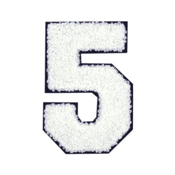 WHITE CHENILLE NUMBER PATCH
