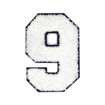 WHITE CHENILLE NUMBER PATCH