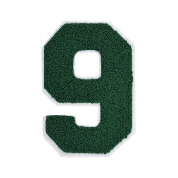 HUNTER GREEN CHENILLE NUMBER PATCH