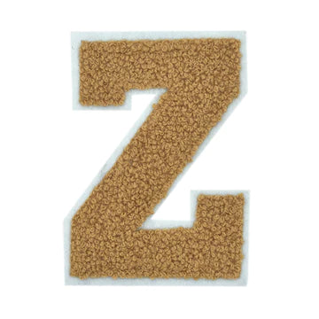 CHENILLE LITE BROWN LETTER PATCH