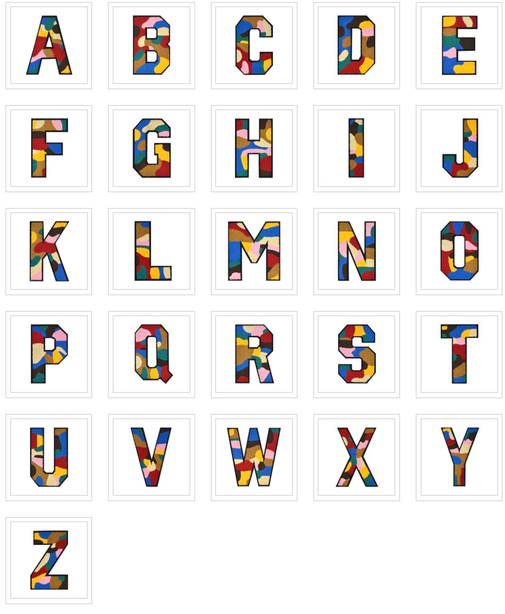 CHENILLE MULTICOLOR LETTER PATCH