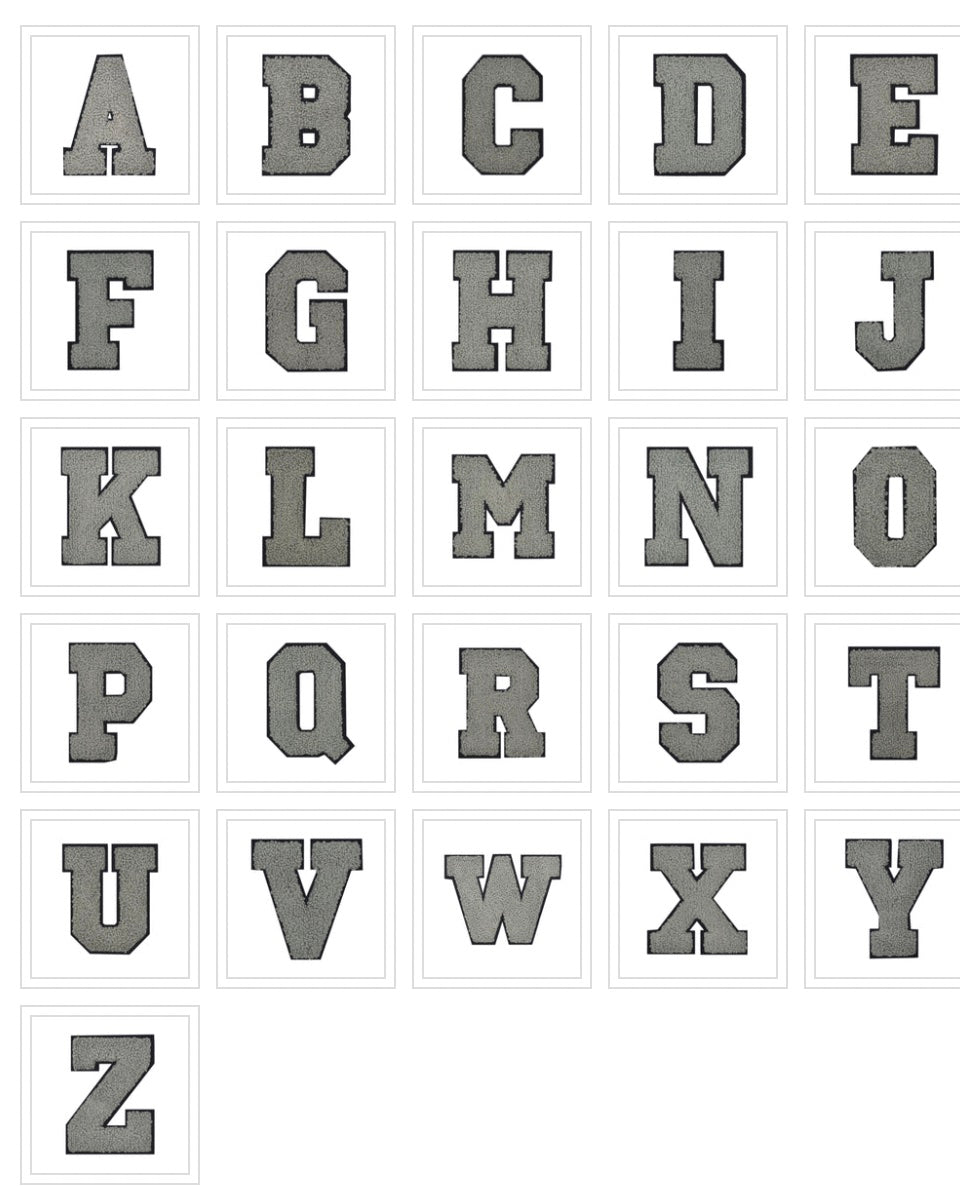 CHENILLE GREY LETTER PATCH