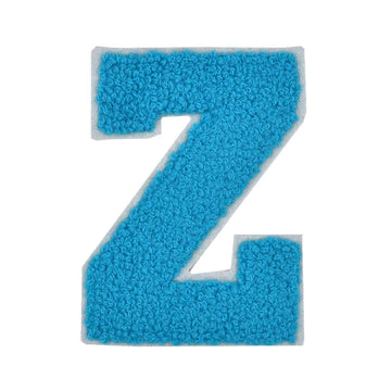 CHENILLE TURQUOISE LETTER PATCH