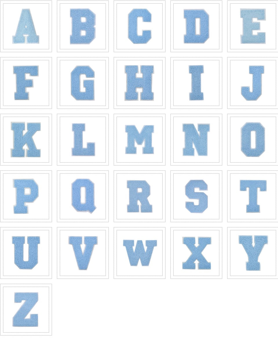 CHENILLE BABY BLUE LETTER PATCH