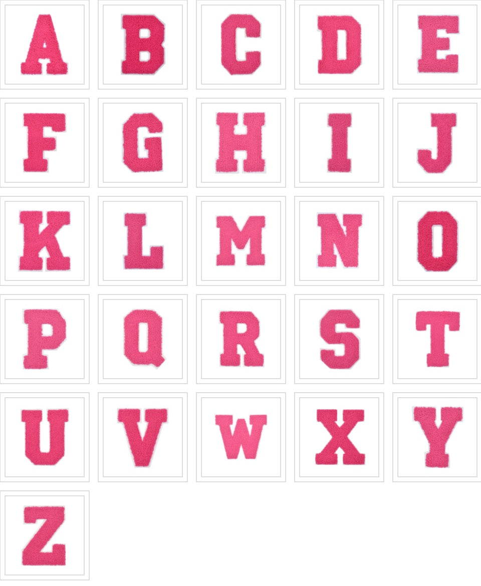 CHENILLE CANDY PINK LETTER PATCH