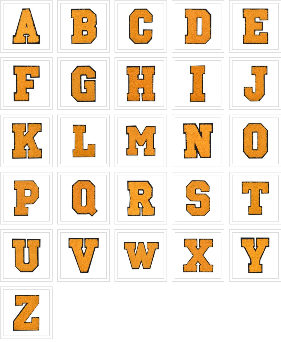 CHENILLE GOLD LETTER PATCH