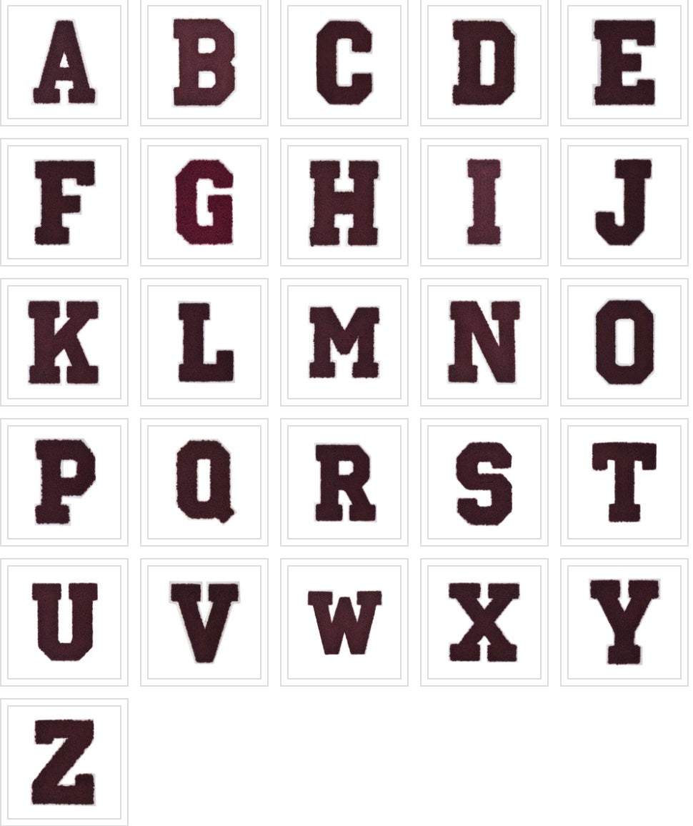 CHENILLE MAROON LETTER PATCH