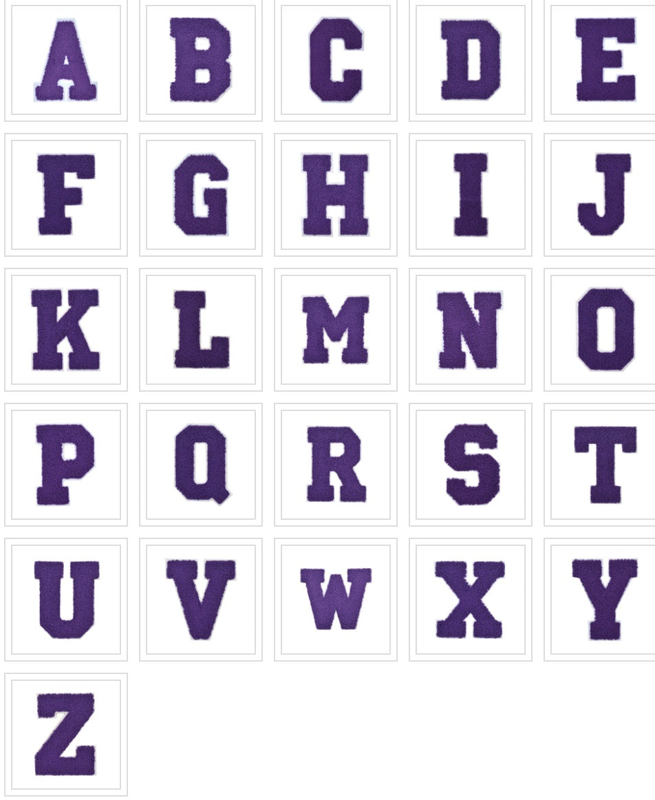 CHENILLE PURPLE LETTER PATCH