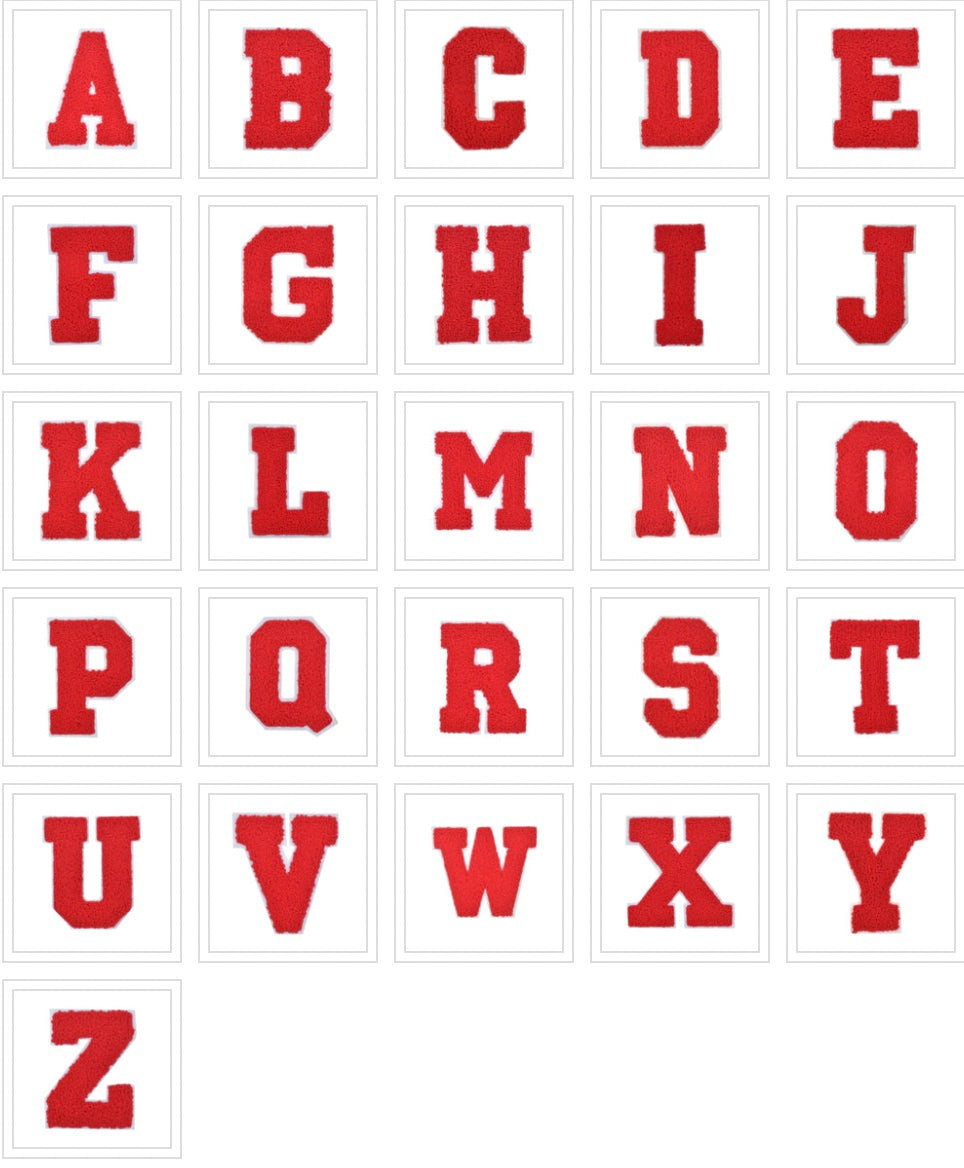 CHENILLE RED LETTER PATCH