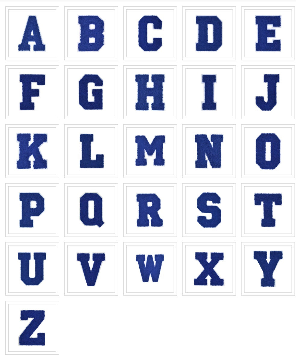 CHENILLE ROYAL BLUE LETTER PATCH