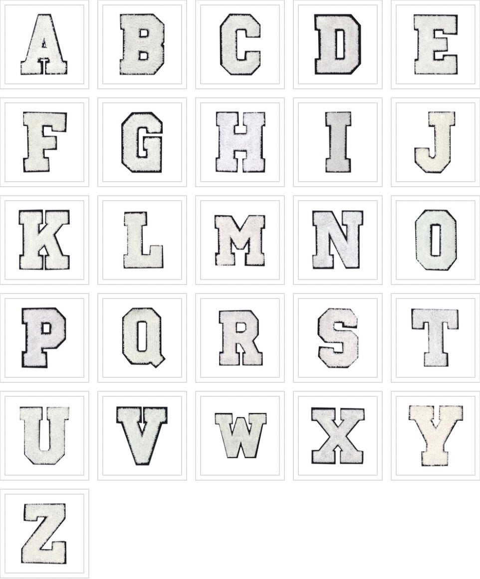 CHENILLE WHITE LETTER PATCH