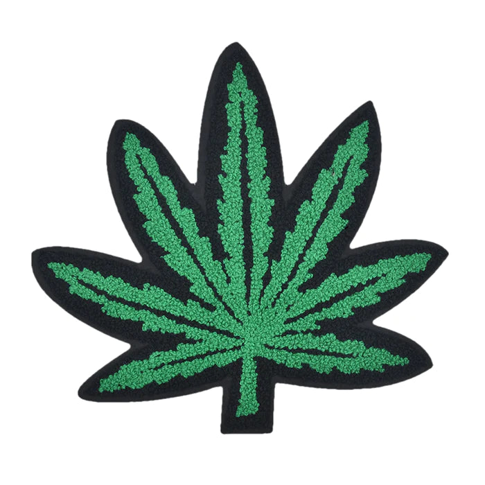 CANNABIS LEAF CHENILLE PATCH