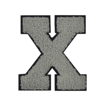 CHENILLE GREY LETTER PATCH