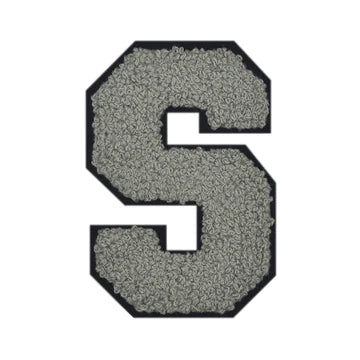 CHENILLE GREY LETTER PATCH