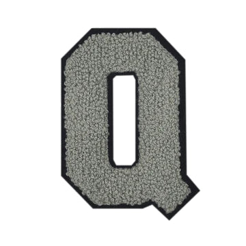 CHENILLE GREY LETTER PATCH