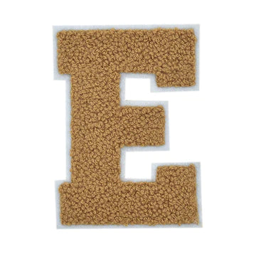 CHENILLE LITE BROWN LETTER PATCH