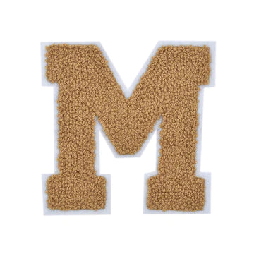 CHENILLE LITE BROWN LETTER PATCH