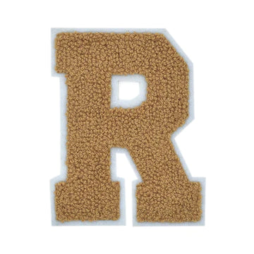 CHENILLE LITE BROWN LETTER PATCH