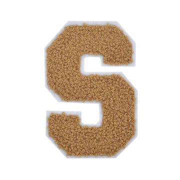 CHENILLE LITE BROWN LETTER PATCH