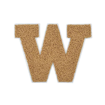 CHENILLE LITE BROWN LETTER PATCH