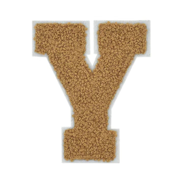 CHENILLE LITE BROWN LETTER PATCH