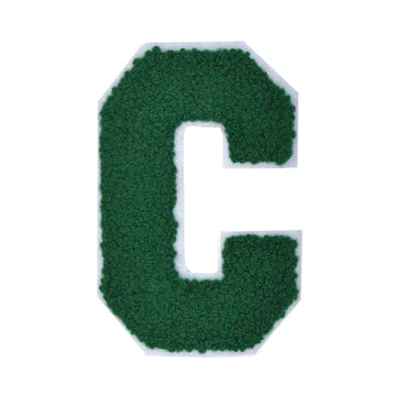 CHENILLE HUNTER GREEN LETTER PATCH