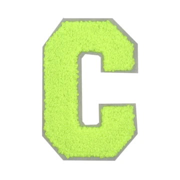 CHENILLE NEON GREEN LETTER PATCH