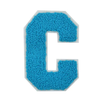 CHENILLE TURQUOISE  LETTER PATCH