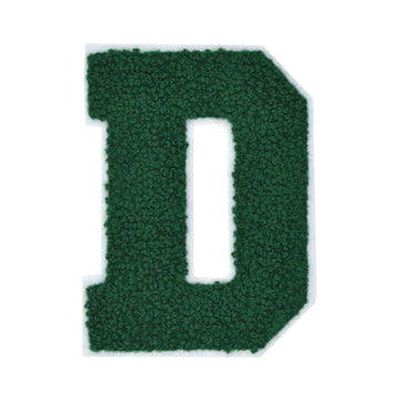 CHENILLE HUNTER GREEN LETTER PATCH