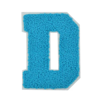 CHENILLE TURQUOISE  LETTER PATCH