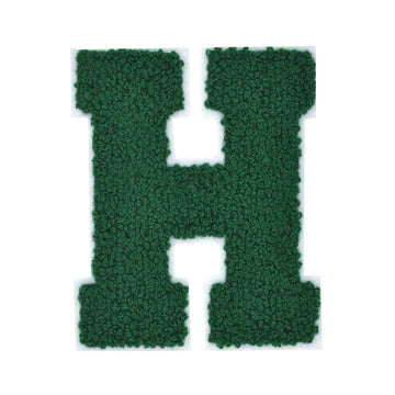 CHENILLE HUNTER GREEN LETTER PATCH