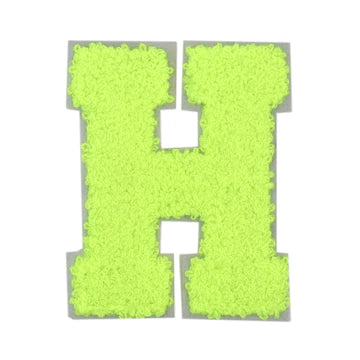 CHENILLE NEON GREEN LETTER PATCH