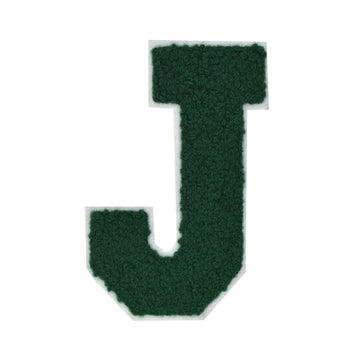 CHENILLE HUNTER GREEN LETTER PATCH