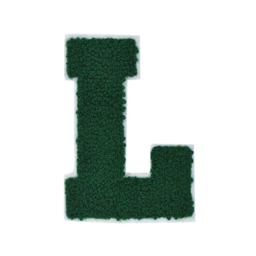 CHENILLE HUNTER GREEN LETTER PATCH