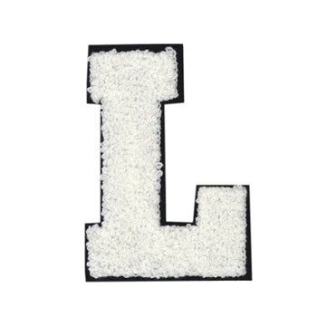 CHENILLE WHITE LETTER PATCH