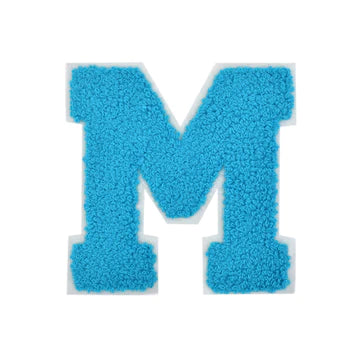 CHENILLE TURQUOISE  LETTER PATCH