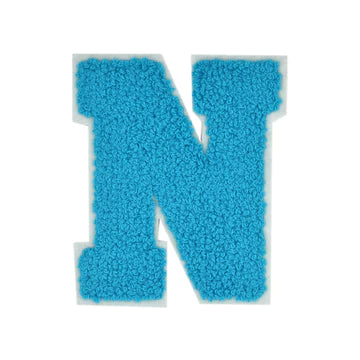 CHENILLE TURQUOISE  LETTER PATCH