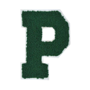 CHENILLE HUNTER GREEN LETTER PATCH