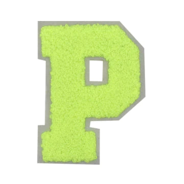 CHENILLE NEON GREEN LETTER PATCH