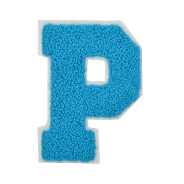 CHENILLE TURQUOISE  LETTER PATCH