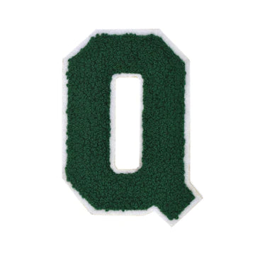 CHENILLE HUNTER GREEN LETTER PATCH