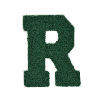 CHENILLE HUNTER GREEN LETTER PATCH