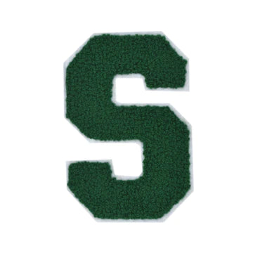CHENILLE HUNTER GREEN LETTER PATCH