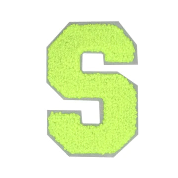 CHENILLE NEON GREEN LETTER PATCH