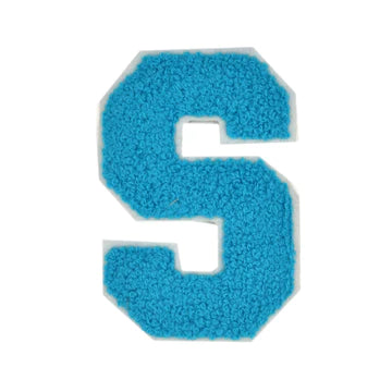 CHENILLE TURQUOISE  LETTER PATCH